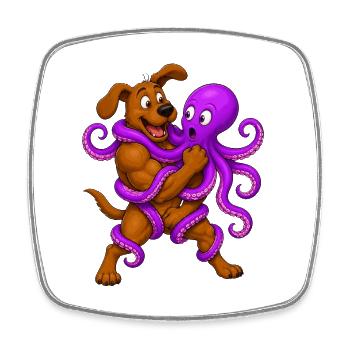 Hunderingen Lila Oktopus-Showdown - Viereckiger Kühlschrankmagnet - Weiß - Vorne