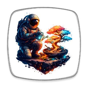 Cosmic Gardener Bonsai - Square fridge magnet - white - Front
