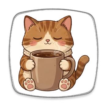 Sleepy Cat Coffee – Cozy Cat Love - Square fridge magnet - white - Front