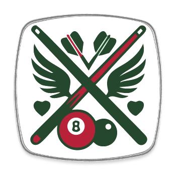 Billard Queue Fluegel Logo - Viereckiger Kühlschrankmagnet - Weiß - Vorne