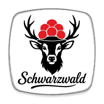 Schwarzwald Hirschgeweih Bollenhut Black Forest - Viereckiger Kühlschrankmagnet - Weiß - Vorne