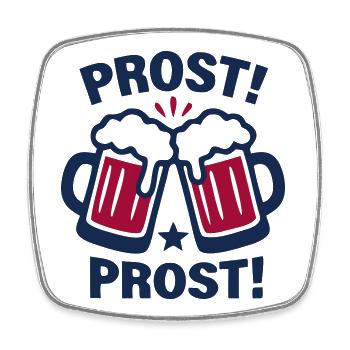 Prost Bierkruege Logo - Viereckiger Kühlschrankmagnet - Weiß - Vorne