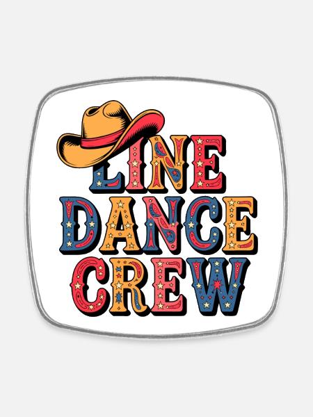 Line Dance Crew Vintage Stars - Viereckiger Kühlschrankmagnet - Weiß