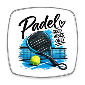 Padel Sport -Good Vibe Only - Viereckiger Kühlschrankmagnet - Weiß - Vorne