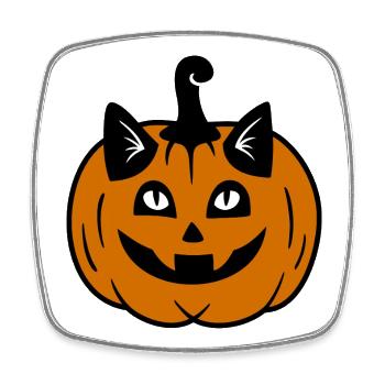 Halloween Katze Kürbiskopf - Viereckiger Kühlschrankmagnet - Weiß - Vorne