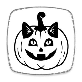 Halloween Katze Kürbiskopf - Schwarz - Viereckiger Kühlschrankmagnet - Weiß - Vorne