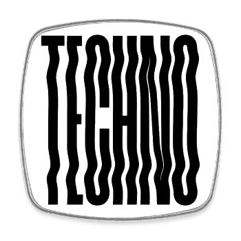 Techno Wave verzerrte Typografie - Viereckiger Kühlschrankmagnet - Weiß - Vorne