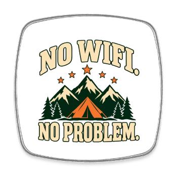 No WiFi. No Problem. – Retro-Campingmotiv - Viereckiger Kühlschrankmagnet - Weiß - Vorne