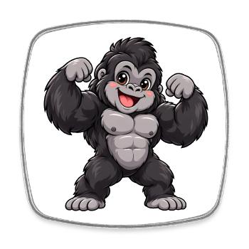 Gorilla Kawaii Style – Süßer Dschungelriese - Viereckiger Kühlschrankmagnet - Weiß - Vorne