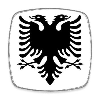 Albanische Flagge - Viereckiger Kühlschrankmagnet - Weiß - Vorne