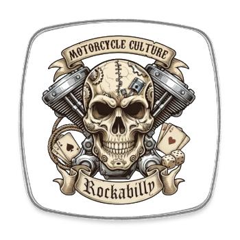 Rockabilly Totenkopf Moto Kultur - Viereckiger Kühlschrankmagnet - Weiß - Vorne
