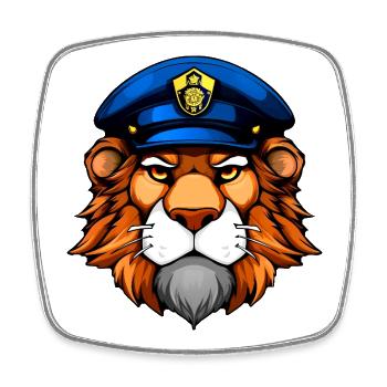 Löwe Polizei - Viereckiger Kühlschrankmagnet - Weiß - Vorne