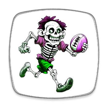 Skelett Rugby - Viereckiger Kühlschrankmagnet - Weiß - Vorne