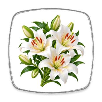 Weiße Lilien-Blumenstrauß-Kunst - Viereckiger Kühlschrankmagnet - Weiß - Vorne