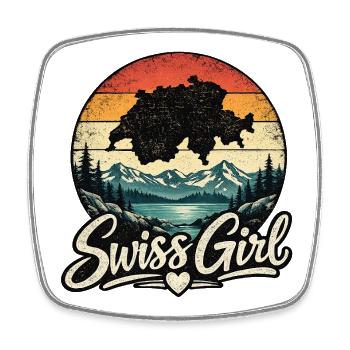 Swiss Girl Retro Look - Viereckiger Kühlschrankmagnet - Weiß - Vorne