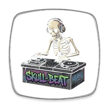 Skelettartiger DJ Skull Beat - Viereckiger Kühlschrankmagnet - Weiß - Vorne