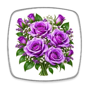 Lavendelrosen-Straußdruck - Viereckiger Kühlschrankmagnet - Weiß - Vorne