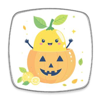 Zitrone im Halloween-Kürbis - Viereckiger Kühlschrankmagnet - Weiß - Vorne