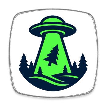 Ufo Wald Entfuehrung Grafik - Viereckiger Kühlschrankmagnet - Weiß - Vorne