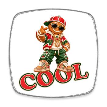 Cooles Lebkuchenmännchen mit COOL-Schriftzug - Viereckiger Kühlschrankmagnet - Weiß - Vorne