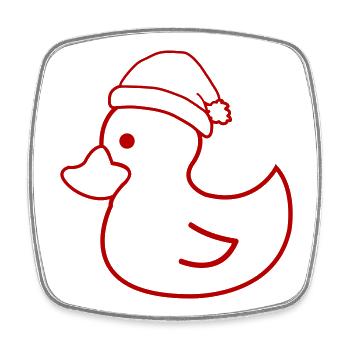Weihnachtsente Silhouette mit Mütze - Viereckiger Kühlschrankmagnet - Weiß - Vorne
