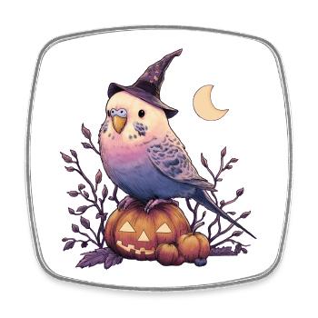 Wellensittich Halloween - Viereckiger Kühlschrankmagnet - Weiß - Vorne