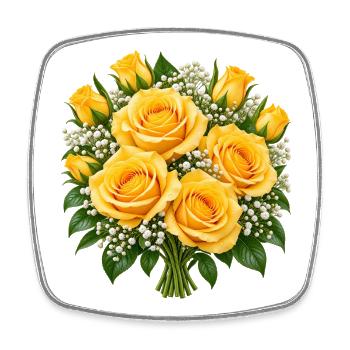 Golden Rose Bouquet Glow - Viereckiger Kühlschrankmagnet - Weiß - Vorne
