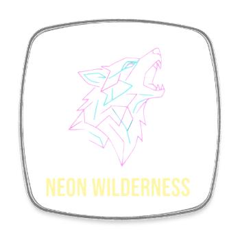 Wolf Neon Wilderness - Viereckiger Kühlschrankmagnet - Weiß - Vorne