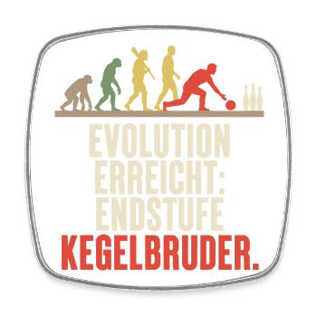 Evolution Endstufe Kegelbruder – Kegeln Spruch - Viereckiger Kühlschrankmagnet - Weiß - Vorne