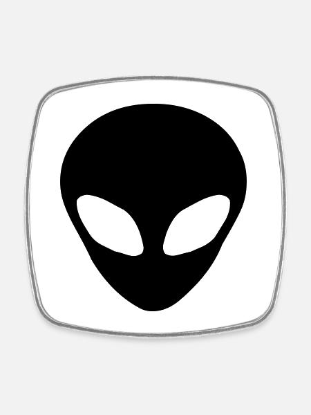 Alien head - Square fridge magnet - white