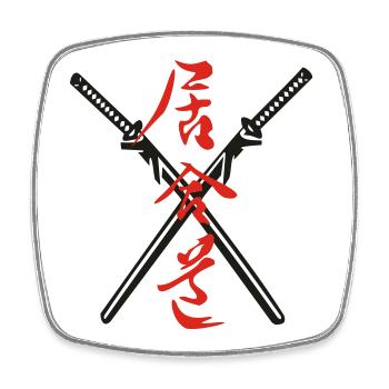 Iaido Kanji + Katana - Viereckiger Kühlschrankmagnet - Weiß - Vorne