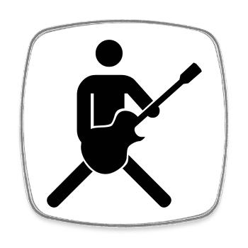 guitariste, bassiste - Magnet carré - blanc - Devant