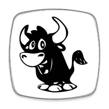 Stier - Viereckiger Kühlschrankmagnet - Weiß - Vorne