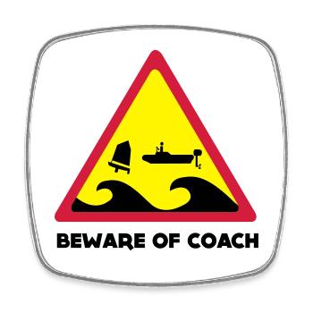 Beware Of Coach - Opti Edition - Viereckiger Kühlschrankmagnet - Weiß - Vorne