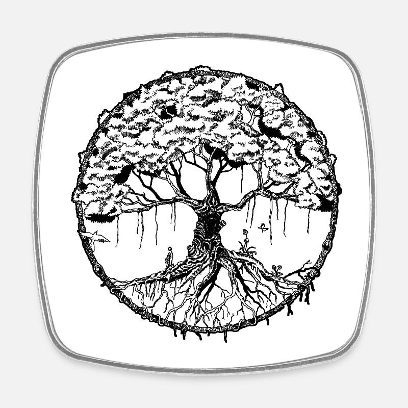 Baum - Viereckiger Kühlschrankmagnet - Weiß