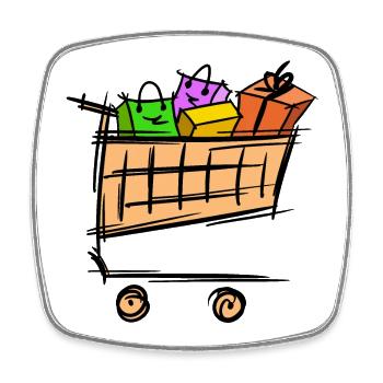 Full shopping cart, promotion, sale - Square fridge magnet - white - Front