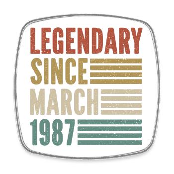 Legendary March 1987 Vintage Vintage Birthday - Square fridge magnet - white - Front