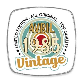 Vintage Flourish Cadeau Anniversaire Avril 1985 - Magnet carré - blanc - Devant