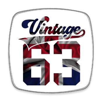 63. GEBURTSTAG UK VINTAGE 1963 - Viereckiger Kühlschrankmagnet - Weiß - Vorne