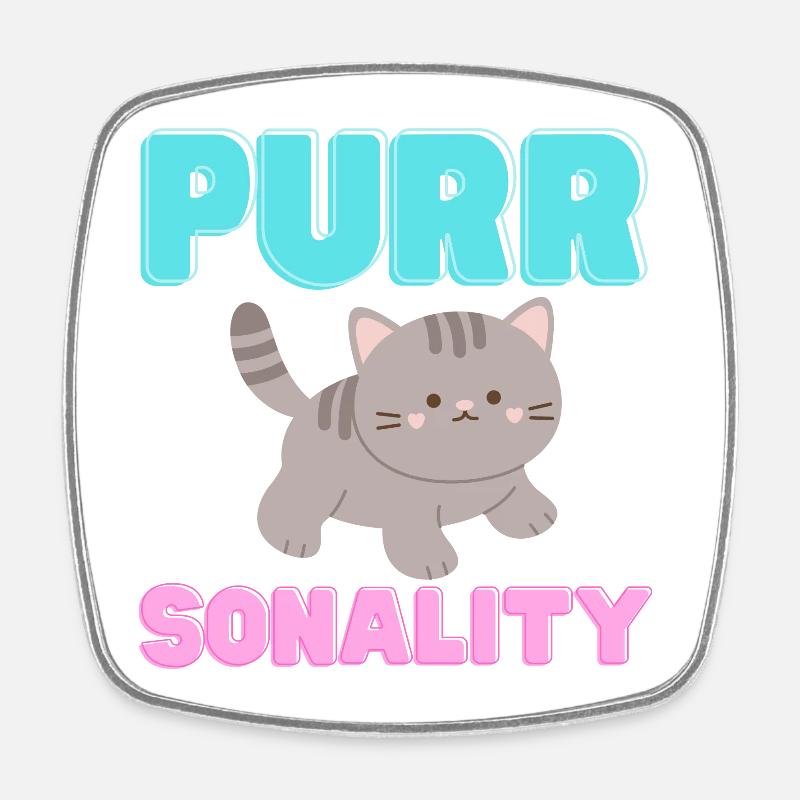 Purr-Sonality - Square fridge magnet - white
