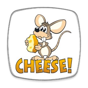 CHEESE! Die niedliche Cartoon Maus. - Viereckiger Kühlschrankmagnet - Weiß - Vorne