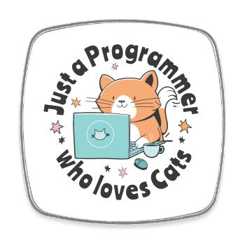 Nur ein Programmierer, der Katzen liebt - Viereckiger Kühlschrankmagnet - Weiß - Vorne