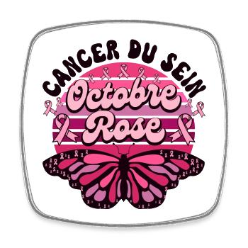 Papillon Retro Cancer Du Sein Octobre Rose - Magnet carré - blanc - Devant