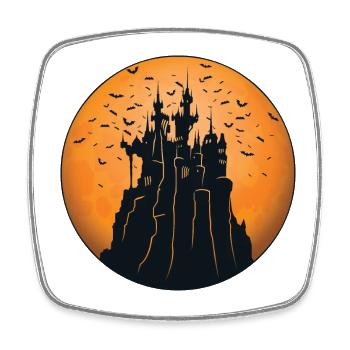 Creepy Castle & Spooky Moon Halloween Costume Gift - Square fridge magnet - white - Front