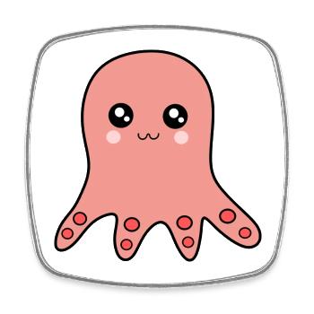Kawaii Octopus Kawaii Girl Kawaii Manga - Square fridge magnet - white - Front
