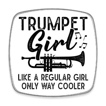 Trumpet Girls Brass Band Orchestra Musician - Square fridge magnet - white - Front
