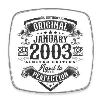 Janvier 2003 vintage anniversaire cadeau rétro - Magnet carré - blanc - Devant