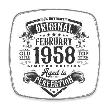 Février 1958 Vintage Birthday Retro Gift - Magnet carré - blanc - Devant