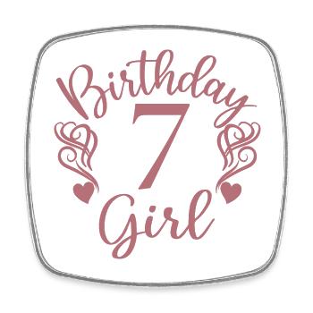 7. Geburtstag Mädchen, 7 Jahre alt Geschenk für Kinder - Viereckiger Kühlschrankmagnet - Weiß - Vorne
