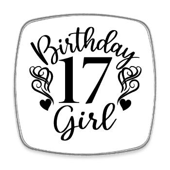 Fille de 17e anniversaire, cadeau de 17 ans pour les adolescents - Magnet carré - blanc - Devant